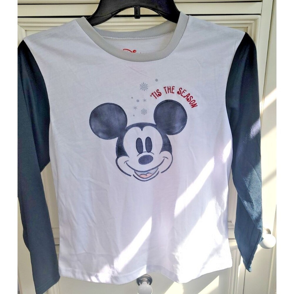 Disney Kids Mickey Mouse Holiday Long Sleeve Pajama Top Size 12 NEW!